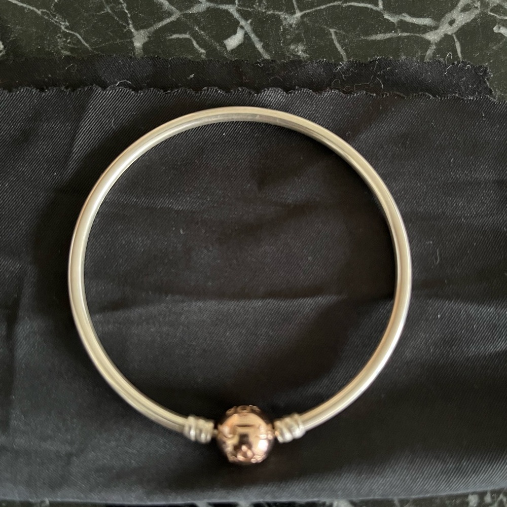 Pandora Silver Bracelet with Rose Gold Charm